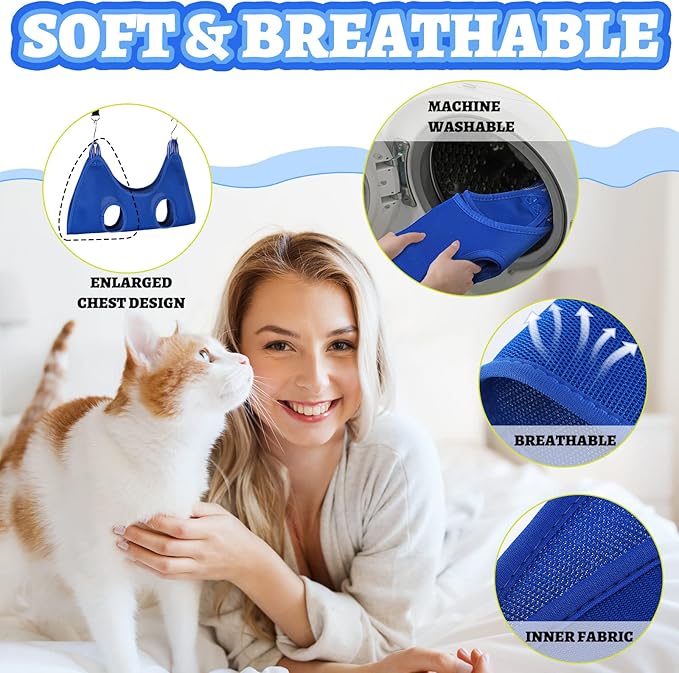 Ferraycle 14 in 1 Pet Grooming Hammock for Dogs Cats, Dog Grooming Sling, Cat Nail Trimming Kit, Restraint Bag with Clipper File for Nail Trimming Ear Cleaning Bathing Small Pets(Blue)