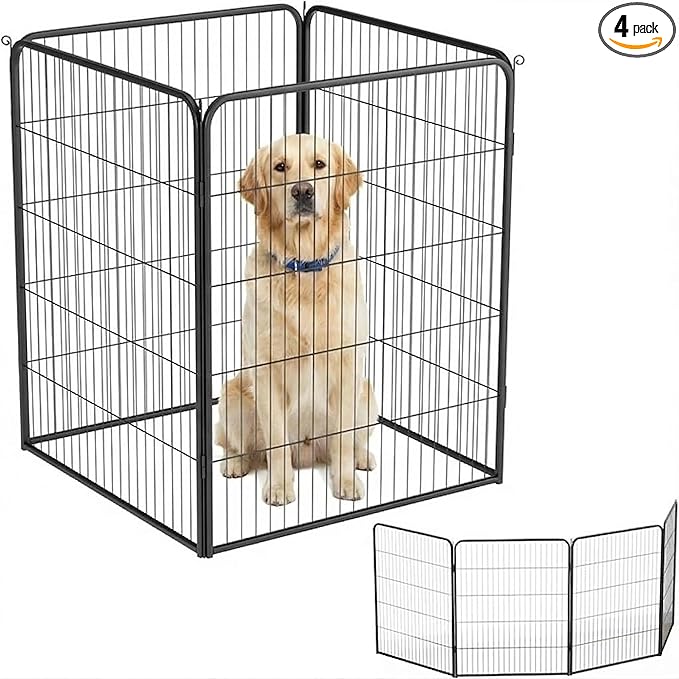 Simple Deluxe Dog Playpen Outdoor Indoor, 40 Inch 4 Panels Dog Fence for Small Dogs Puppy, Perfect Dog Pen for Camping, Yard, RV, Garden Fence, Black