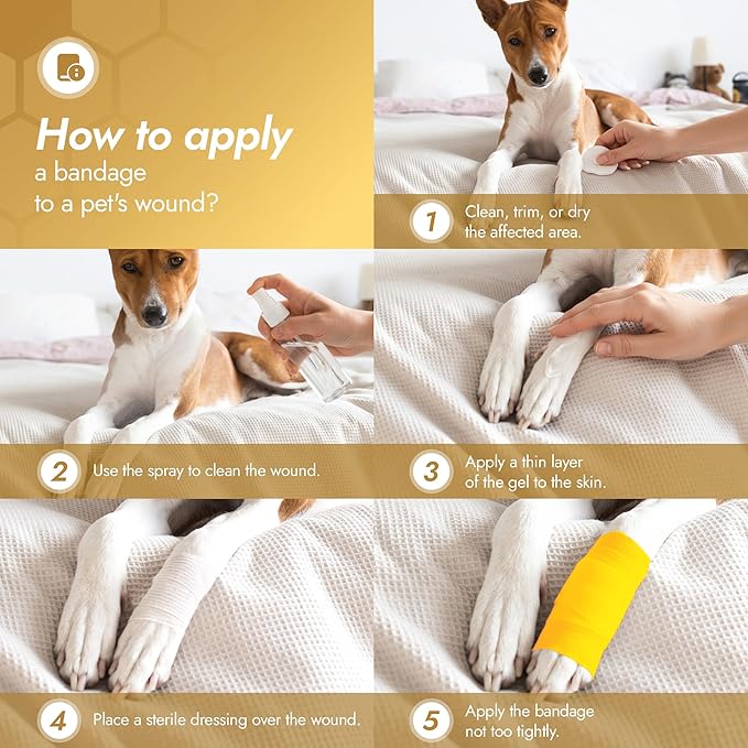 Cat & Dog Bandages for Wounds Protect from Licking and Dirt – Set of 4 pcs x 5 cm + 2 pcs x 10 cm – Dog Wound Care from Natural Rubber Latex