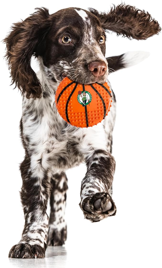 Pets First NBA Boston Celtics Hard-Nylon Bacon-Flavored Basketball Chew Toy, Indestructible Dog and Cat Chewy Toy, Tug, Fetch Toy, Sporty Fun Toy for Dogs