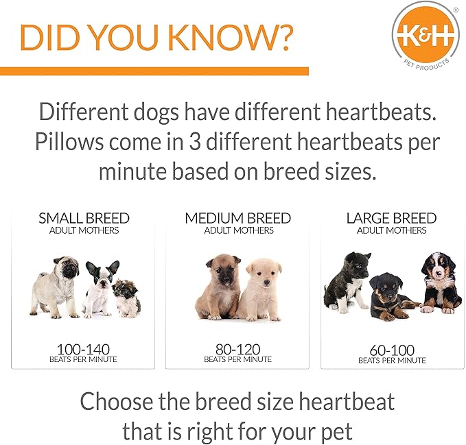K&H Pet Products Mother's Heartbeat Heated Dog Bed with Bone Pillow Heartbeat Puppy Toy, New Puppy Essential Heated Puppy Bed + Dog Anxiety Toy - Gray 11 X 13 Inches w/ Small Breed Heartbeat Rhythm