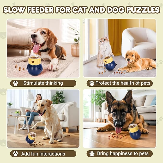 Interactive Cat Toy & Puzzle Feeder - Slow Feed Bowl Treat Dispenser for Indoor Cats and Kittens, Adjustable Food Game for Mental Stimulation and Bloat Prevention