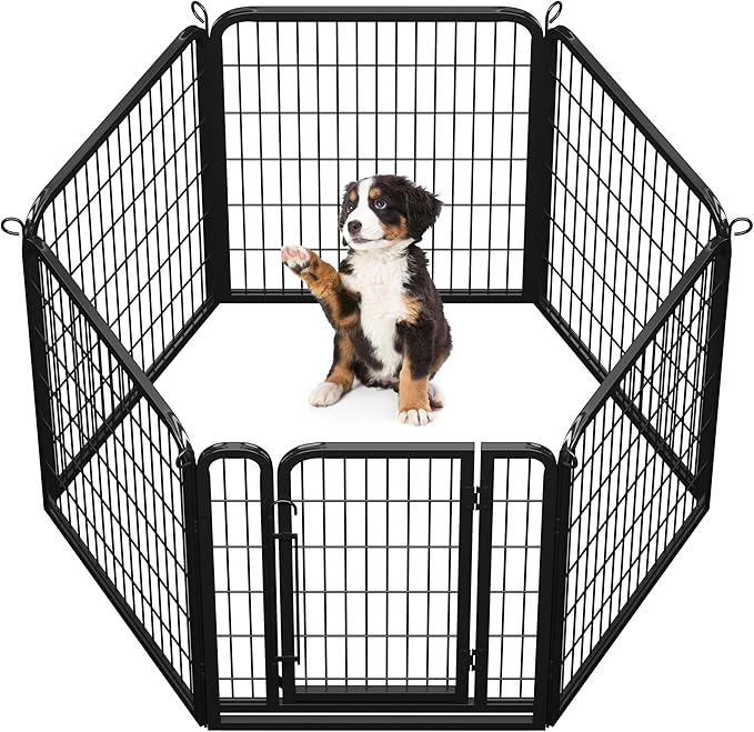 Topeakmart Dog Playpen Outdoor Puppy Exercise Pen Indoor Portable Pet Fence for Yard/RV Camping, 32 Inch 6 Panels