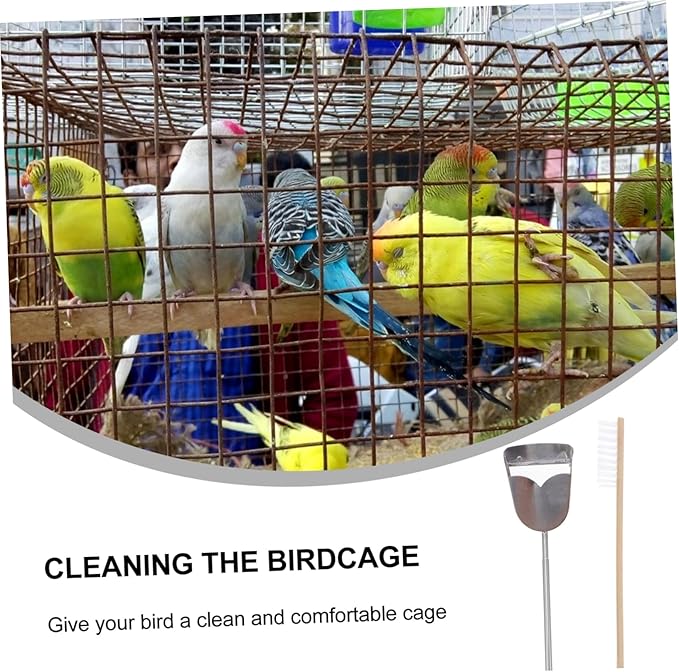 GALPADA 2pcs Bird Cage Cleaning Tool Set Handle Brush Scraper for Parrots Pets Efficient Cleaning for Birdcages Suitable for Hamsters Guinea Pigs and More Random