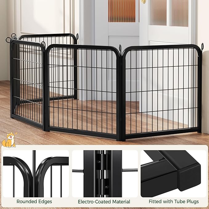 Topeakmart Dog Playpen Outdoor Puppy Exercise Pen Indoor Portable Pet Fence for Yard/RV Camping, 24 Inch 6 Panels