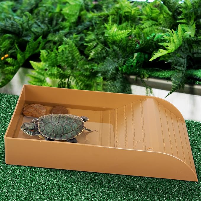 FAVOMOTO Artificial Grass Turf, Pet Turtle Aquarium Basking Platform Accessories Grass Lawn Reptile Ramp Terrace for Fish Tank Tortoise Resting Mat Garden Decoration