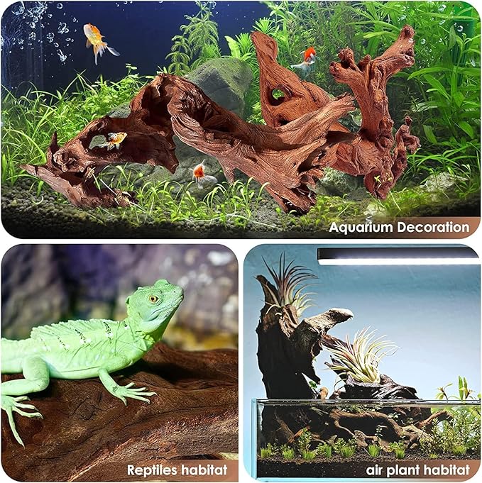 Azil Natural Driftwood 10'' - 15'' Perfect Aquarium Decoration! Ideal for Fish Tanks, Freshwater Aquariums, terrariums, aquascaping, hardscaping,Aquatic Plants.