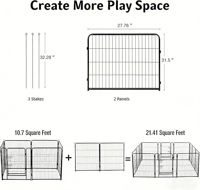 Simple Deluxe Dog Playpen Outdoor Indoor, 32 Inch 2 Panels Dog Fence for Small Dogs Puppy, Perfect Dog Pen for Camping, Yard, RV, Garden Fence, Black