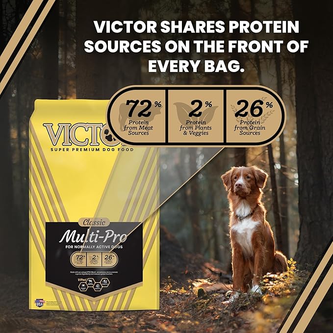 VICTOR Super Premium Dog Food – Multi-Pro Dry Canine Food – Gluten Free Dog Kibble with Beef, Chicken and Pork Protein for Normally Active Dogs – All Breeds and All Life Stages, 50 lb