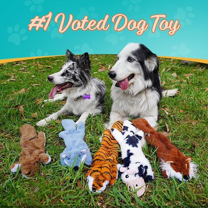 Chesk No Stuffing Dog Toys for Aggressive Chewers – 5-Pack Ultra Soft and Durable Squeaky Dog Toys Crinkle Dog Toy for All Breeds – Machine Washable Cute Dog Stuffed Animal Interactive Toys for Dogs