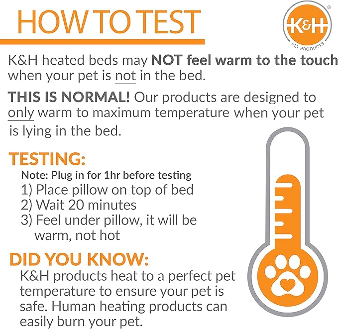 K&H Pet Products Mother’s Heartbeat Heated Puppy Bed Heated Bed + Bone Pillow Gray Medium Breed Heartbeat 13 X 16 Inches