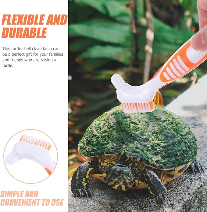 POPETPOP Turtle Shell Cleaning Brush Double-Sided Design with Flexible Bristles for Effective Mud and Dirt Removal on Aquatic Tortoise Shells and Aquarium Pets 6.29X1.96X0.59In