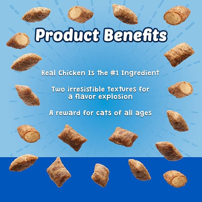 Blue Buffalo Bursts Crunchy & Creamy Cat Treats, Great for Training, Paw-Lickin' Chicken, 2-oz Bag (6 Pack)