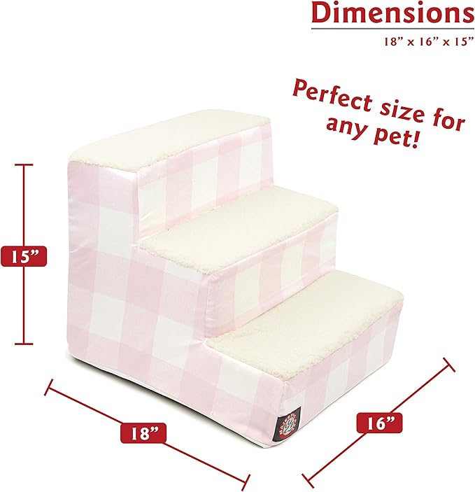 Majestic Pet Anderson Check Portable Lightweight Pet Stairs Step for Cats and Dogs Removable Cover