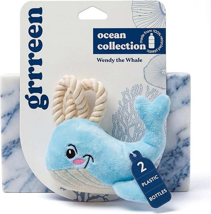 Dog Toys | Plush Whale Stuffed Animal for Dogs | Eco Friendly Small Dog Toy