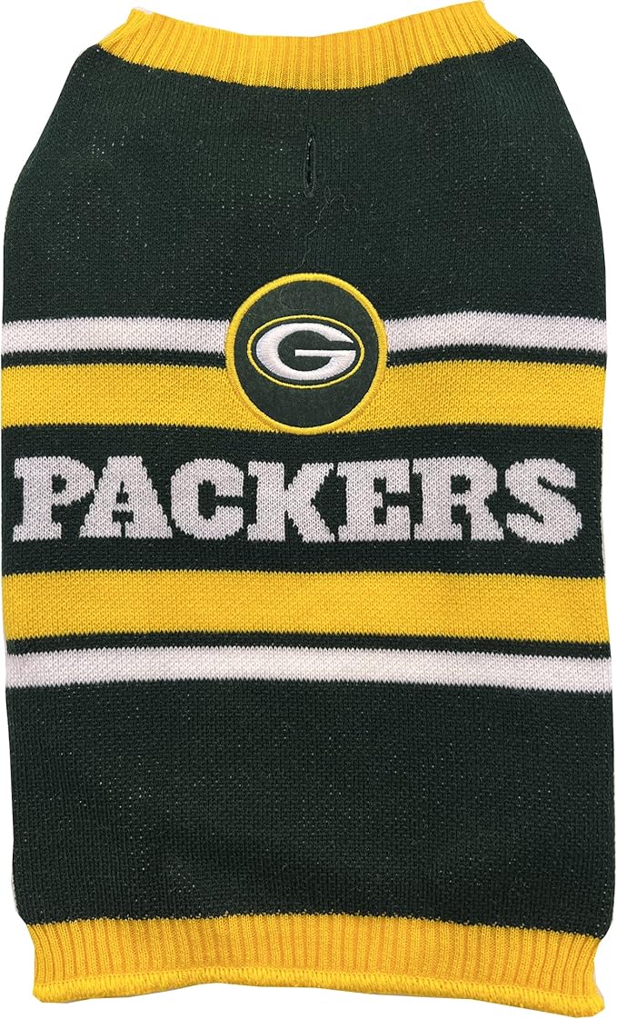NFL Green Bay Packers Dog Sweater, Size Extra Large. Warm and Cozy Knit Pet Sweater with NFL Team Logo, Best Puppy Sweater for Large and Small Dogs