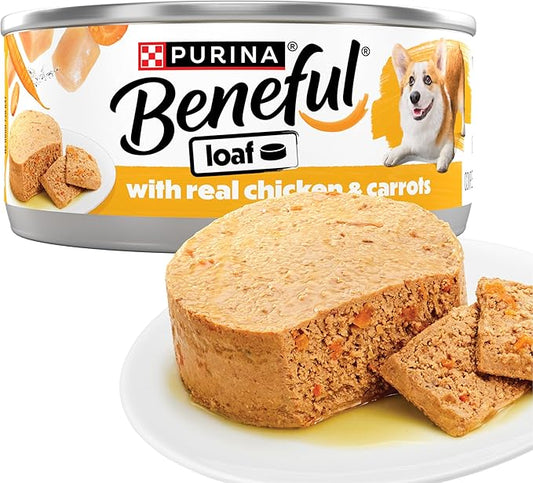 Purina Beneful with Real Chicken and Carrots Wet Dog Food Loaf - 5.5 oz Can (Pack of 12)