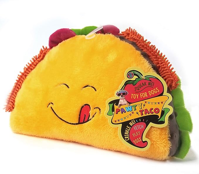Bow Wow Pet Taco Food Dog Toy Squeaky Plush One Piece Pet Teeth Teasing Toy
