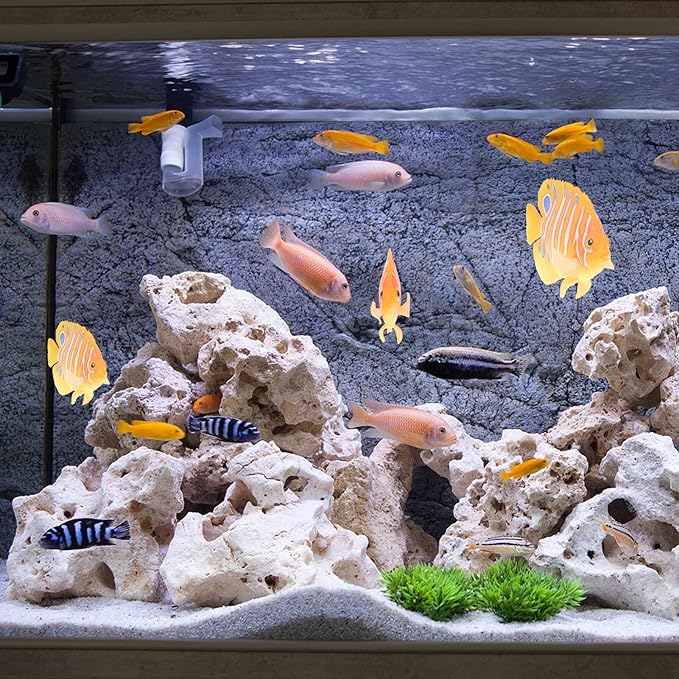 Ipetboom Silicone Artificial Angelfish Aquarium Fish Tank Decoration Floating Simulation Fish Ornament for Tropical Aquatic Landscaping 3.5X2.6X1.2 Inch