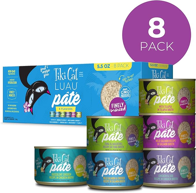 Tiki Cat Luau Pâté Wet Cat Food, Variety Pack, 5.5 oz. Cans (8 Count)