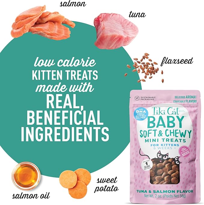 Tiki Cat Baby Soft & Chewy Tuna & Salmon Flavored Treats, 2 oz. (8 Count)