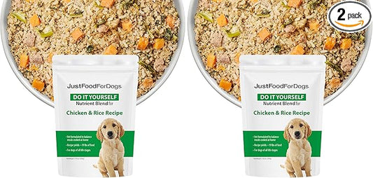 JustFoodForDogs DIY Nutrient Blend for Homemade Dog Food, Chicken & White Rice, (Pack of 2)