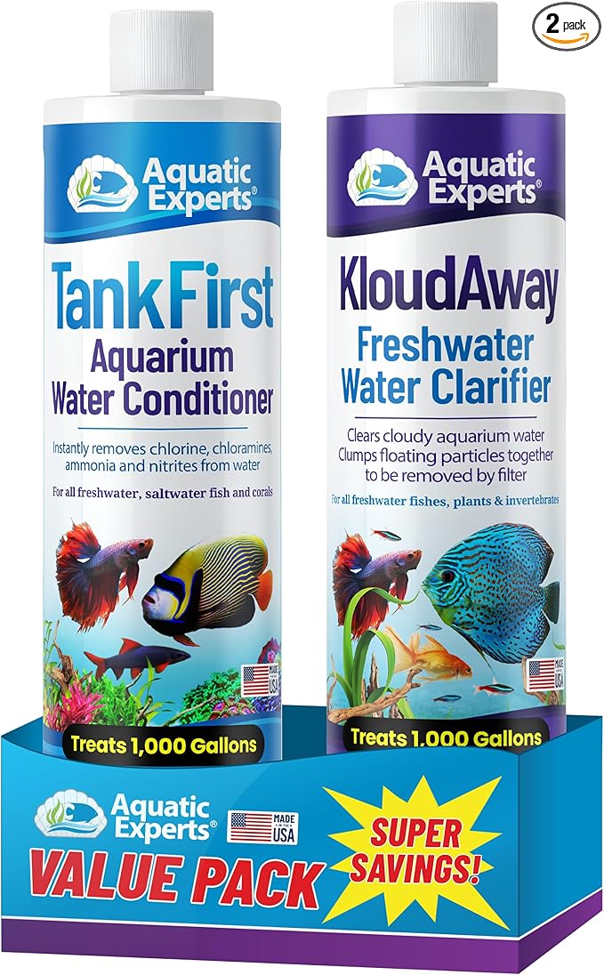 Aquatic Experts Aquarium Water Care Bundle – TankFirst Water Conditioner + KloudAway Water Clarifier, Freshwater Fish Tank Treatment Set, 500 mL Each