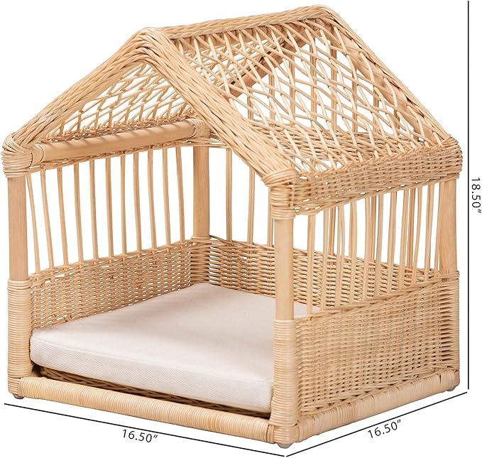 bali & pari Pieta Modern Bohemian Natural Rattan Pet Bed