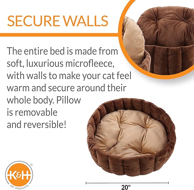 K&H Pet Products Lazy Cup Pet Bed Tan/Mocha Large 20 Inches
