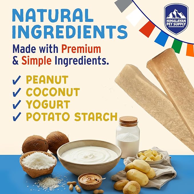 Himalayan Dog Chew Yogurt Sticks, Peanut Butter, Dog Treats With Prebiotics, Probiotics & Protein, Digestive Support, Lactose & Gluten Free, Natural Dog Treat for All Breeds, Made in America, 5 Count