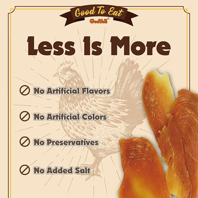 Gootoe Dog Treats, Chicken Jerky for Dogs - Dog Training Treats; High-Protein, Gluten-Free, Hypoallergenic, Grain-Free, Chicken Breast, 1 lb (Pack of 3)