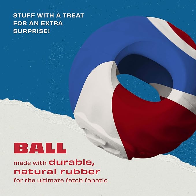 Benebone Durable Rubber Dog Toy Ball, Limited Edition Americana 250, One Size