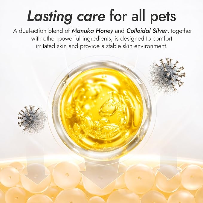 Hot Spot Treatment for Dogs Wound Support – Helps with Scratches, Cuts, Irritations, Rashes, Bites – Colloidal Silver and Manuka Honey for Dogs – Cat Wound Care 500+ MGO in a 2-oz Tube