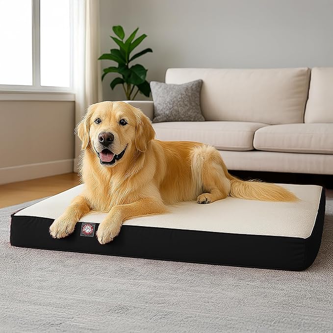 Majestic Pet 48x34x3 Inch Black Orthopedic Memory Foam Rectangle Dog Bed – Large Size Crate Dog Bed for Dogs with Joint Pain, Arthritis – Durable Pet Mattress with Egg Crate Foam, Washable Cover