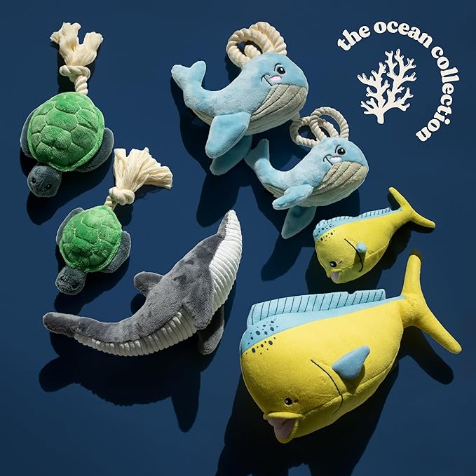 Dog Toys | Plush Turtle Stuffed Animal with Rope for Dogs | Eco Friendly Small Dog Toy