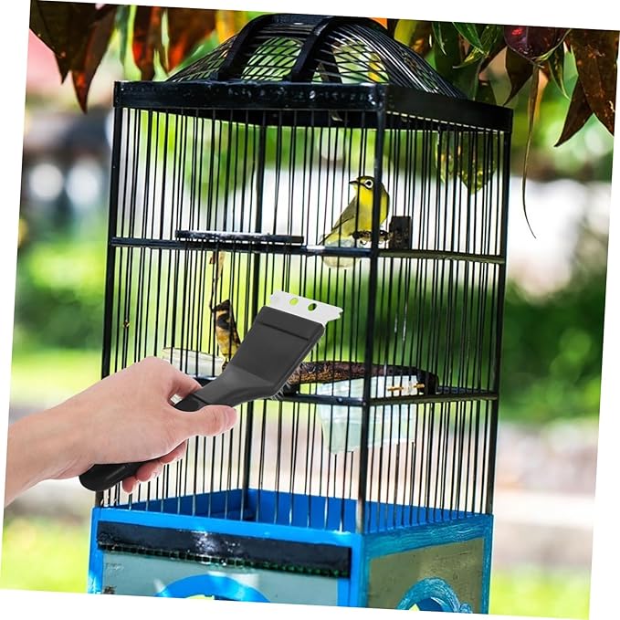 Levemolo Stainless Steel Birdcage Cleaner Tool with Long Handle Scraper for Removal Durable Brush with Shedding-Resistant Bristles for Complete Birdcage Maintenance