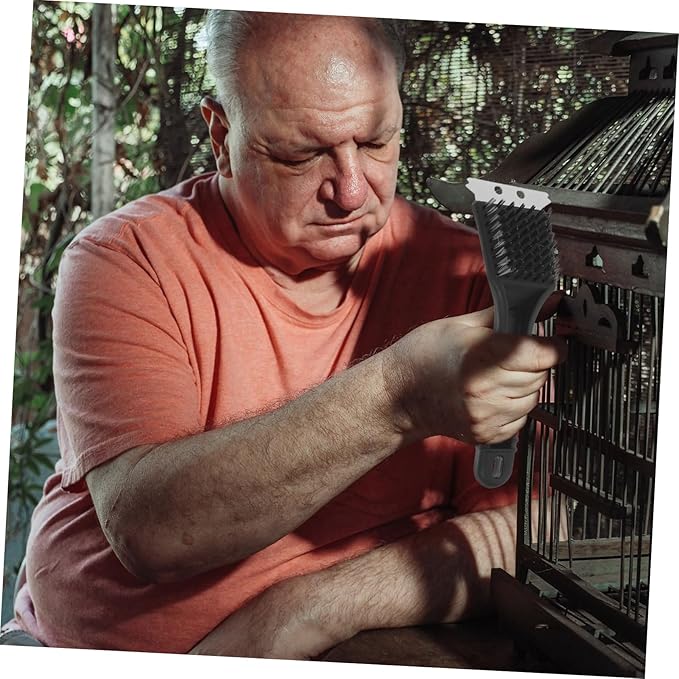 Birdcage Maintenance Brush with Stainless Steel Shovel Bird Droppings Cleaning Tool for Pet Birds