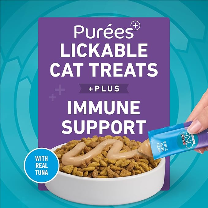 Purina ONE Plus Immune Support Purees with Real Tuna Lickable Cat Treats - 1.4 oz (Pack of 4)