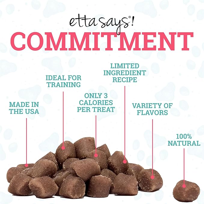 etta says! Sit Training Treats - All Natural Pork and Bacon Soft Treats for Dogs - Made in The USA - 2 Pack