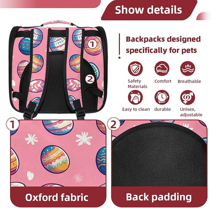Portable Travel pet Backpack Carrier Hamster Bag Small Dog cat Carrier Breathable Hang Bag, Eggs for Easter (2)