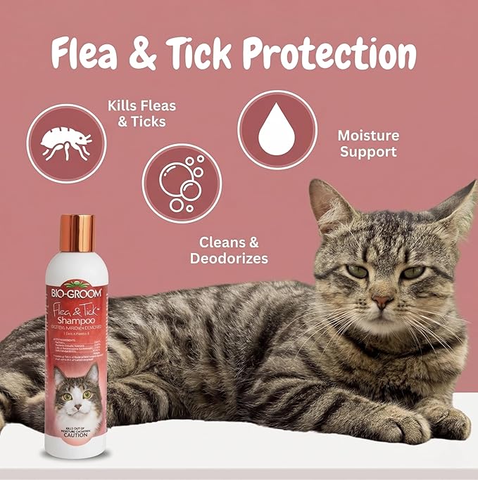 Bio-Groom Flea & Tick Dog Shampoo - Flea and Tick Prevention for Dogs, Cat Flea Treatment, Cruelty-Free, Made in USA, Natural Tick Repellent, Protein-Lanolin Shampoo - 8 fl oz 1-Pack
