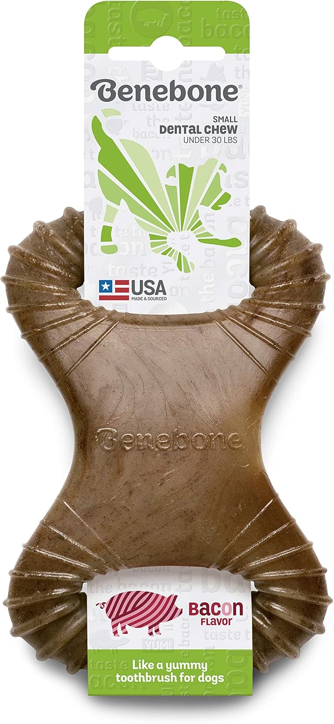 Benebone Dental Durable Dog Chew Toy for Aggressive Chewers, Real Bacon, Made in USA, Small & Wishbone Durable Dog Chew Toy for Aggressive Chewers, Made in USA, Small, Real Bacon Flavor