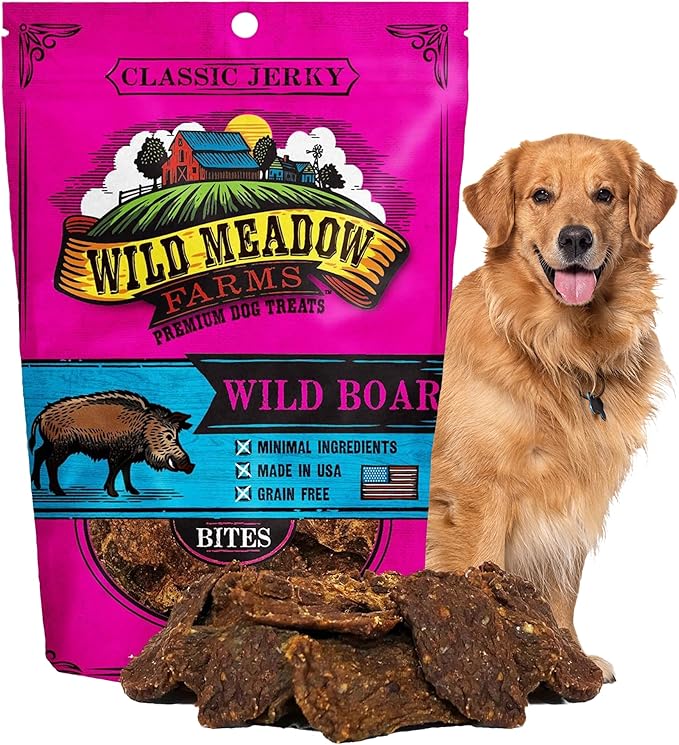 Classic Wild Boar Bites, Soft Jerky Treats for Dogs, Grain-Free & All-Natural, Ideal for Training, Portioning, and High-Value Rewards for All Breeds & Ages - 3.5 Ounce Pouch