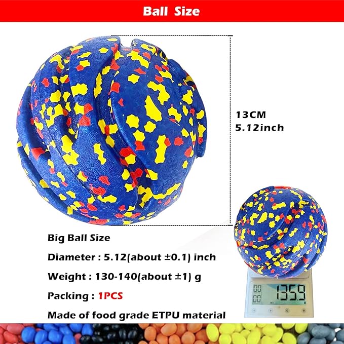 Dog Ball Squeak Toys (Bell Ball 5.12in Blue)