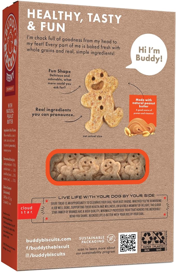 Buddy Biscuits Teeny Crunchy Dog Treats, Peanut Butter, 8 oz. Box