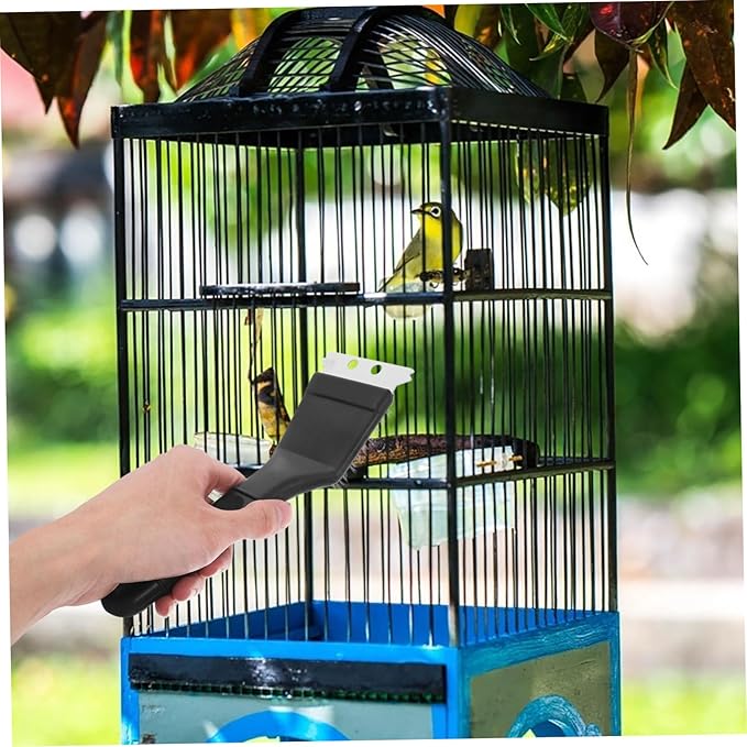 Long Handle Birdcage Cleaning Brush Stainless Steel Scraper for Bird Droppings Removal Multi-Function Bird Cage Maintenance Tool and Care Accessory