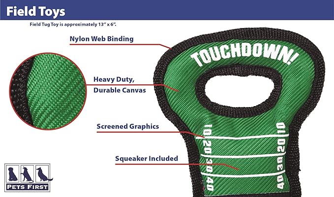 NFL Football Field DOG TOY with Squeaker. - ATLANTA FALCONS - For Tug, Toss, and Fetch. - Tough & Durable PET TOY