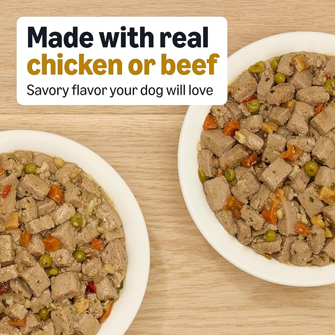 Amazon Basics Wet Dog Food, Stew Variety Pack, Beef Vegetables Rice & Chicken Vegetables Rice, 12.5oz can, (6 cans of Each Flavor, 12 cans in Total)