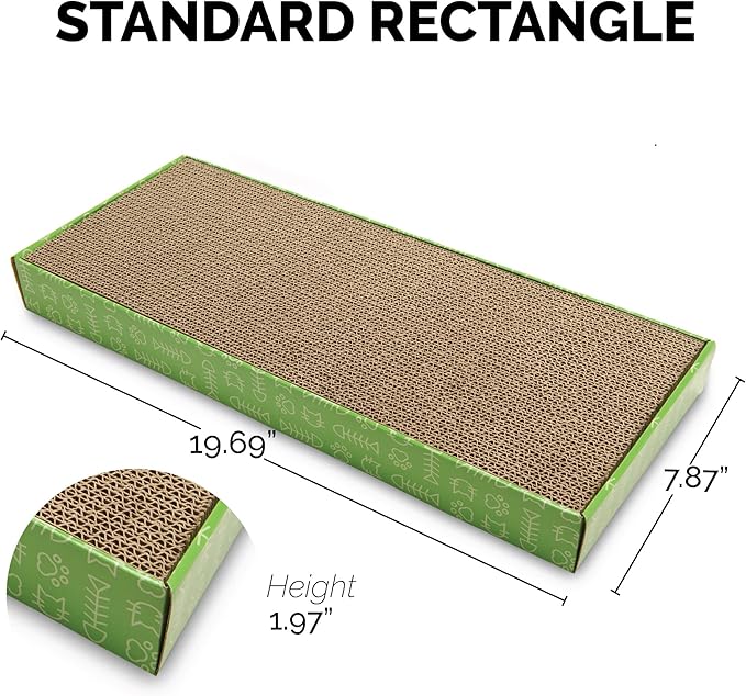 Furhaven Scratching Board w/ Catnip for Indoor Cats, Reversible - Classic Corrugated Cat Scratcher Pad - Green, Standard