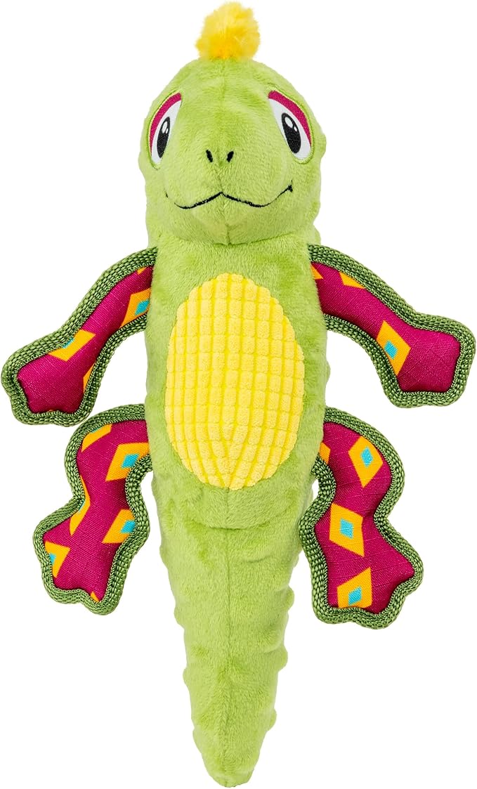 KONG Tropics Rattlez Dog Toy – Durable Plush with Rattle & Crinkle Sounds, Multi-Texture Interactive Enrichment Toy for Dogs (Iguana, Medium/Large)